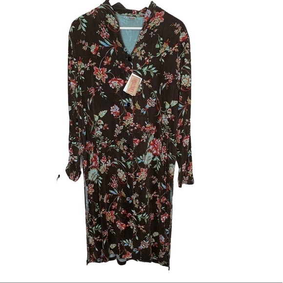 New Tianello womens Floral Dress size Small Brown Tencel BNWT - Picture 1 of 8